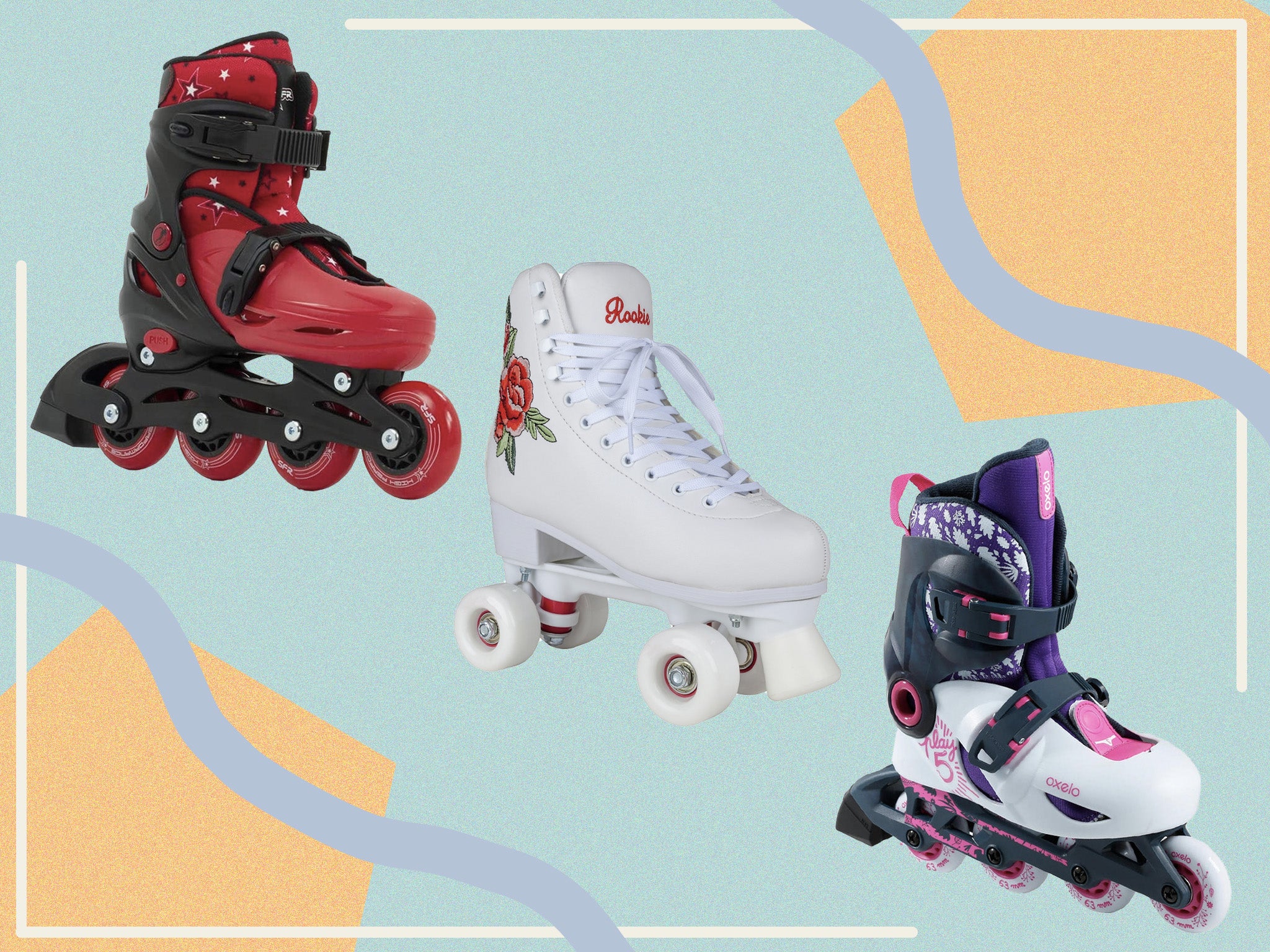 Rookie Blossom Blue Adjustable Kids Artistic Quad Roller Skates 