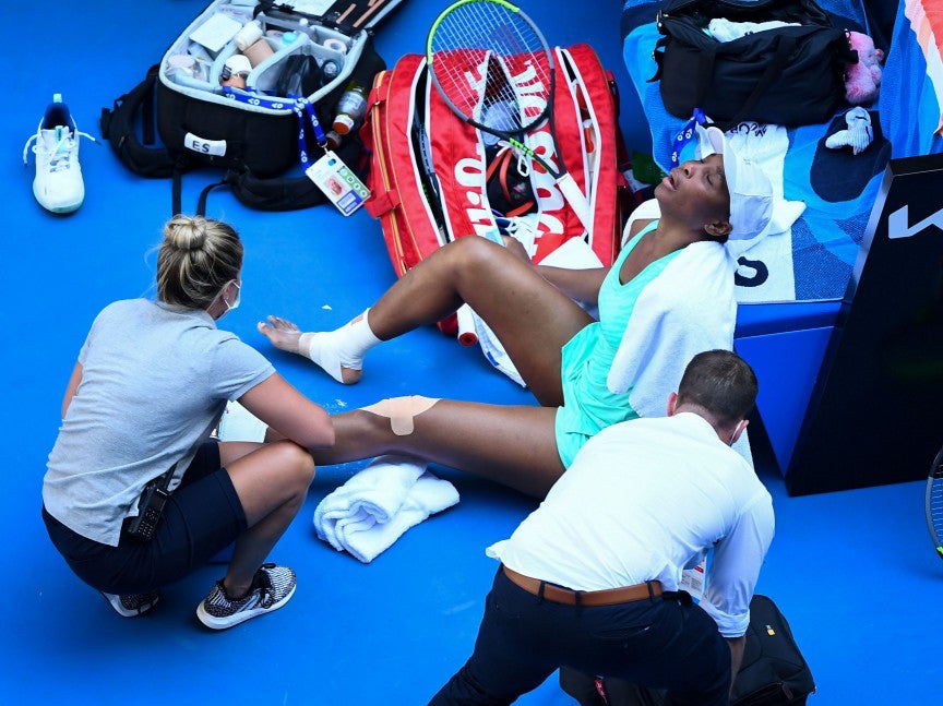 Williams twisted her ankle in the first set