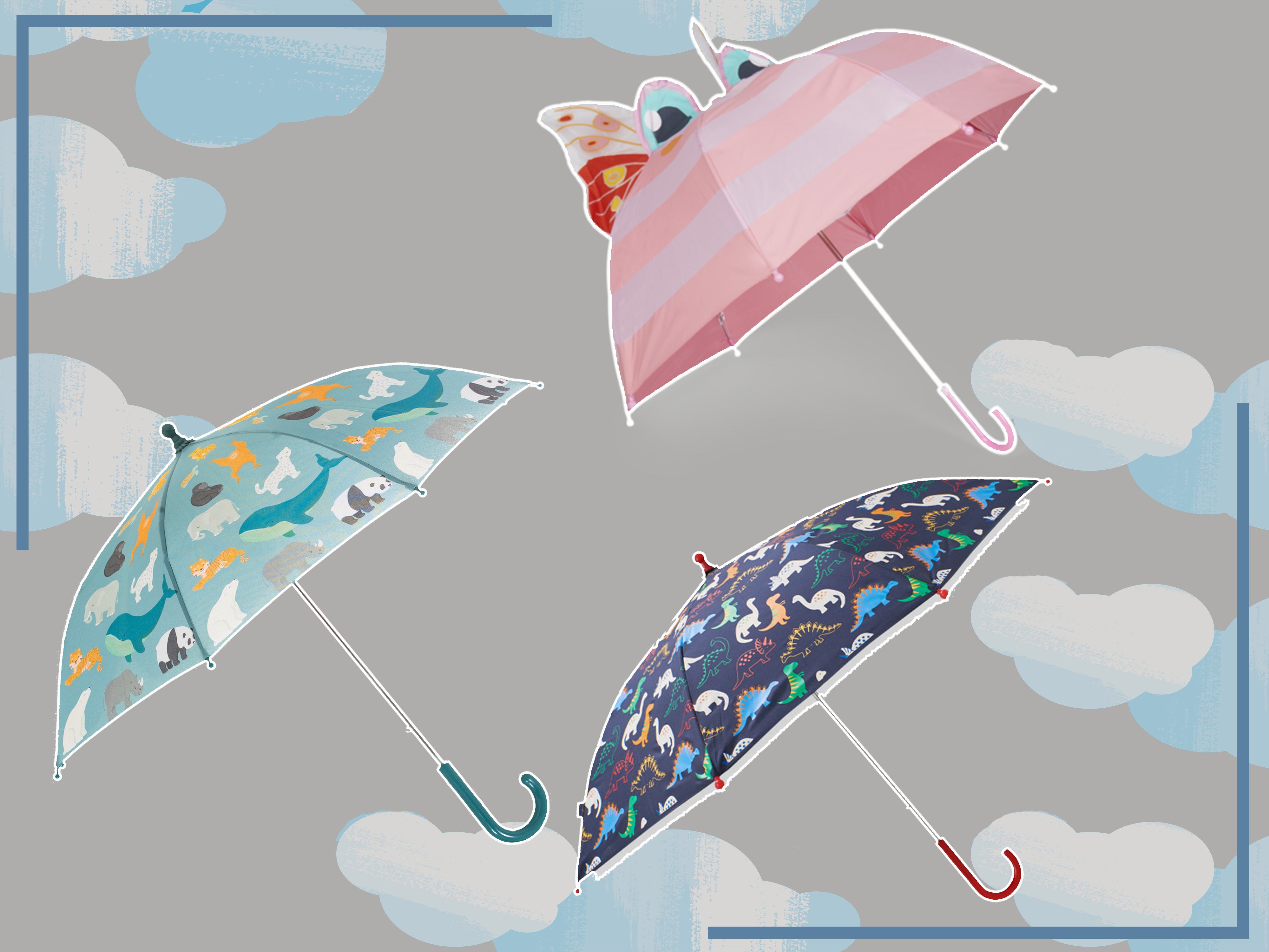 NOSUN Automatically Open Children's Unicorn Umbrella Compact Kids Umbrella Children's Windproof Umbrella for Boys and Girls blue
