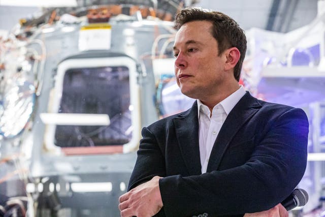 <p>Musk briefs reporters about SpaceX’s reusable Crew Dragon spacecraft in Hawthorne, California, 2019 </p>