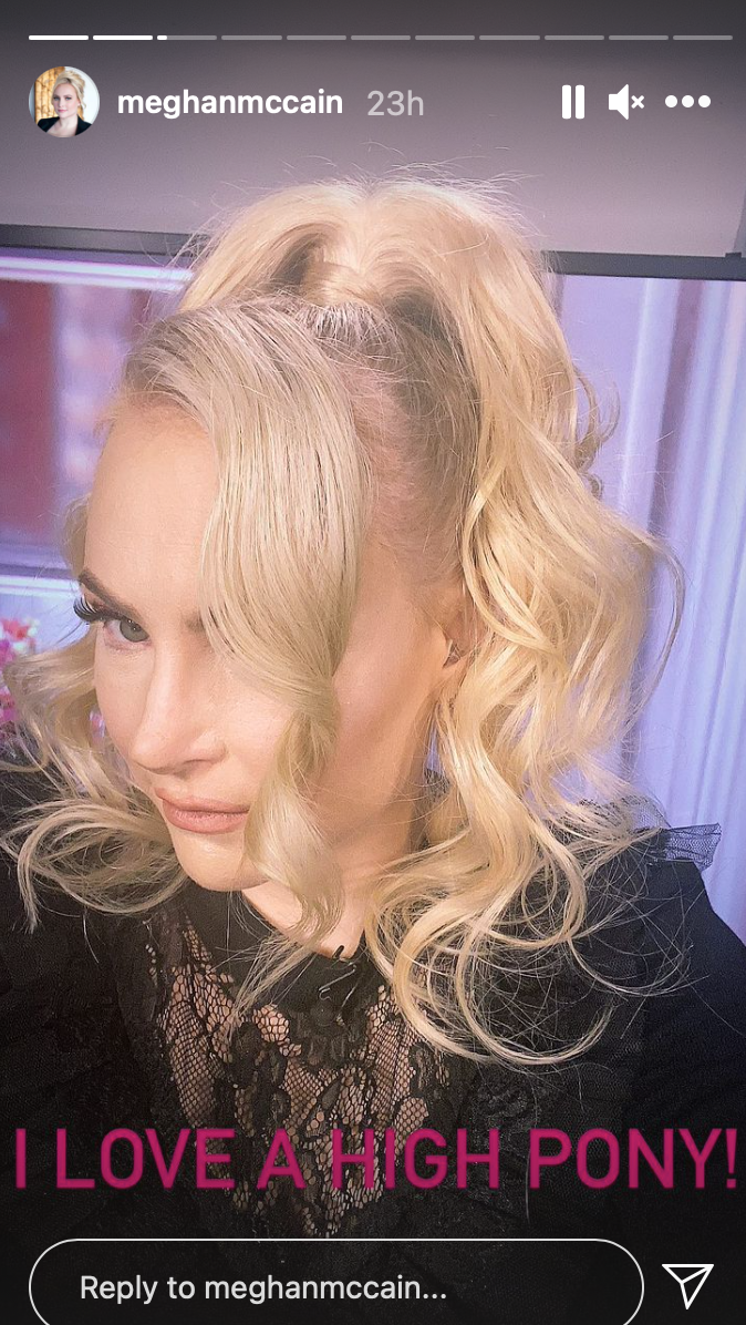 Meghan McCain shows off high ponytail on Instagram Stories