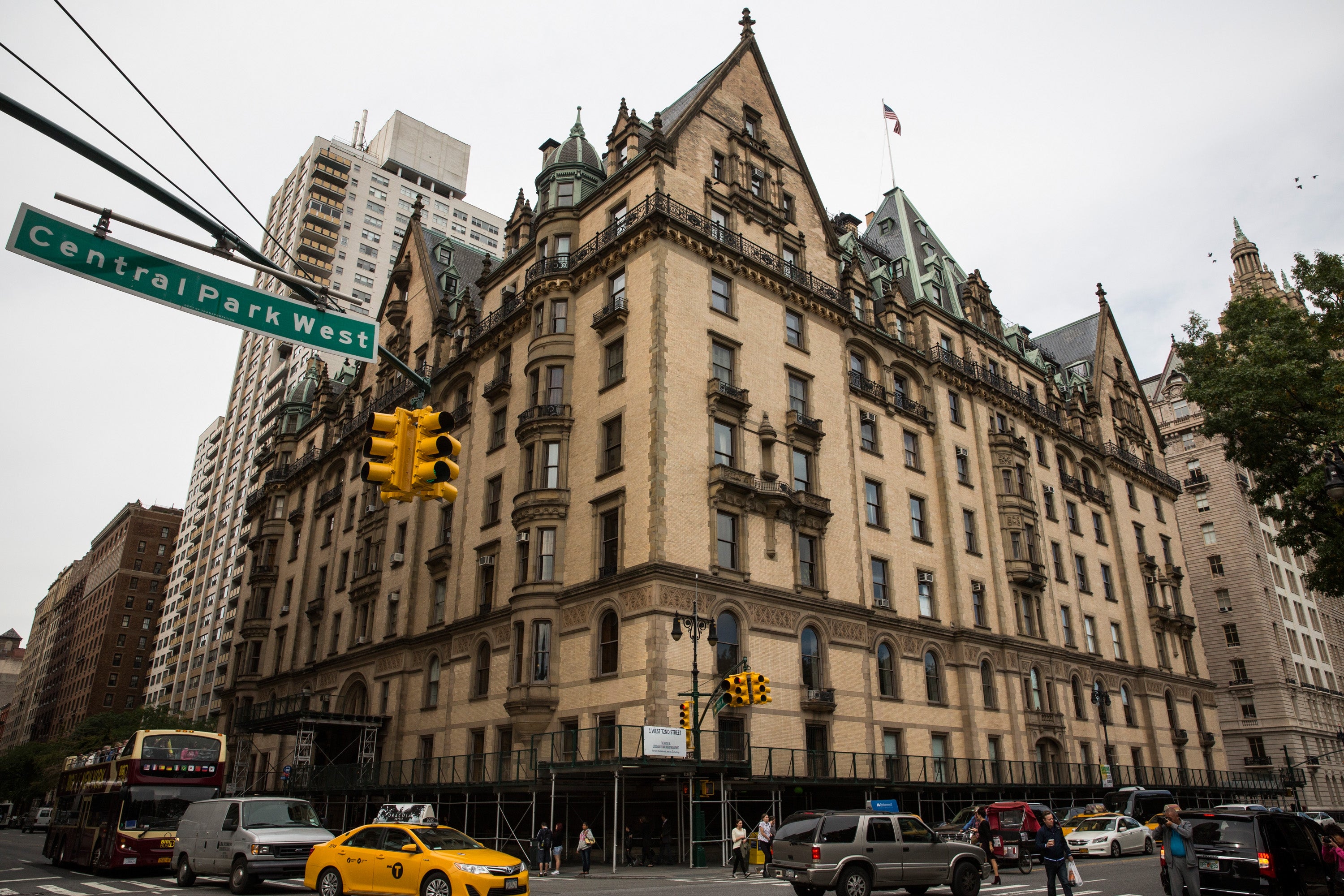 The Dakota, the New York City building John Lennon lived in and was murdered outside of, is seen on 9 October 2014