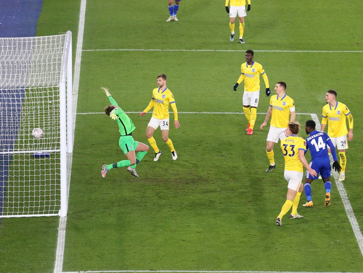 Leicester break Brighton hearts in final seconds to secure place in FA Cup quarter-finals