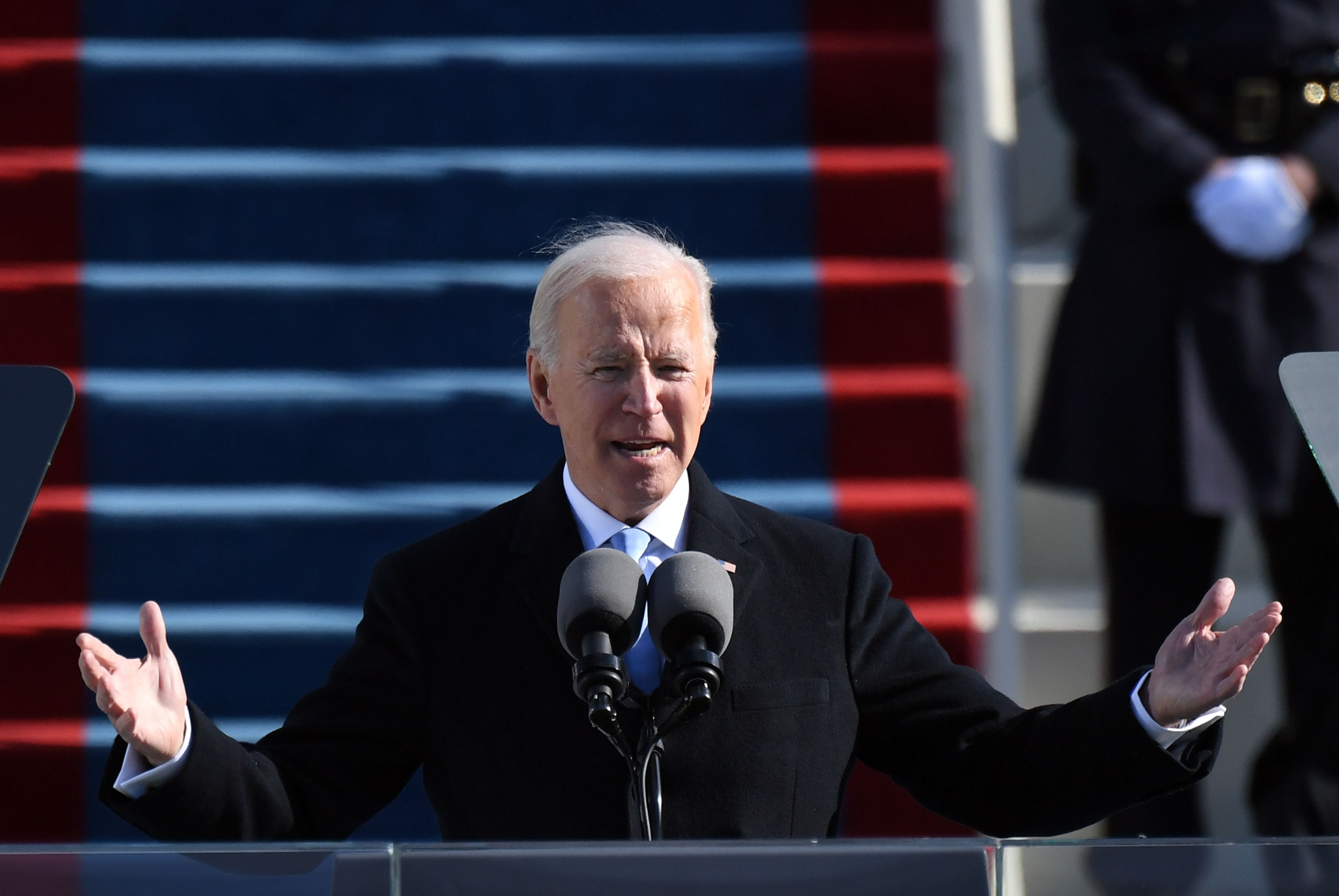 Joe Biden on inauguration day, when he sought unity across the political divide