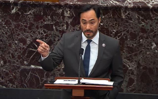 House impeachment manager Joaquin Castro skewered Donald Trump for an impotent response to the 6 January insurrection at the US Capitol.