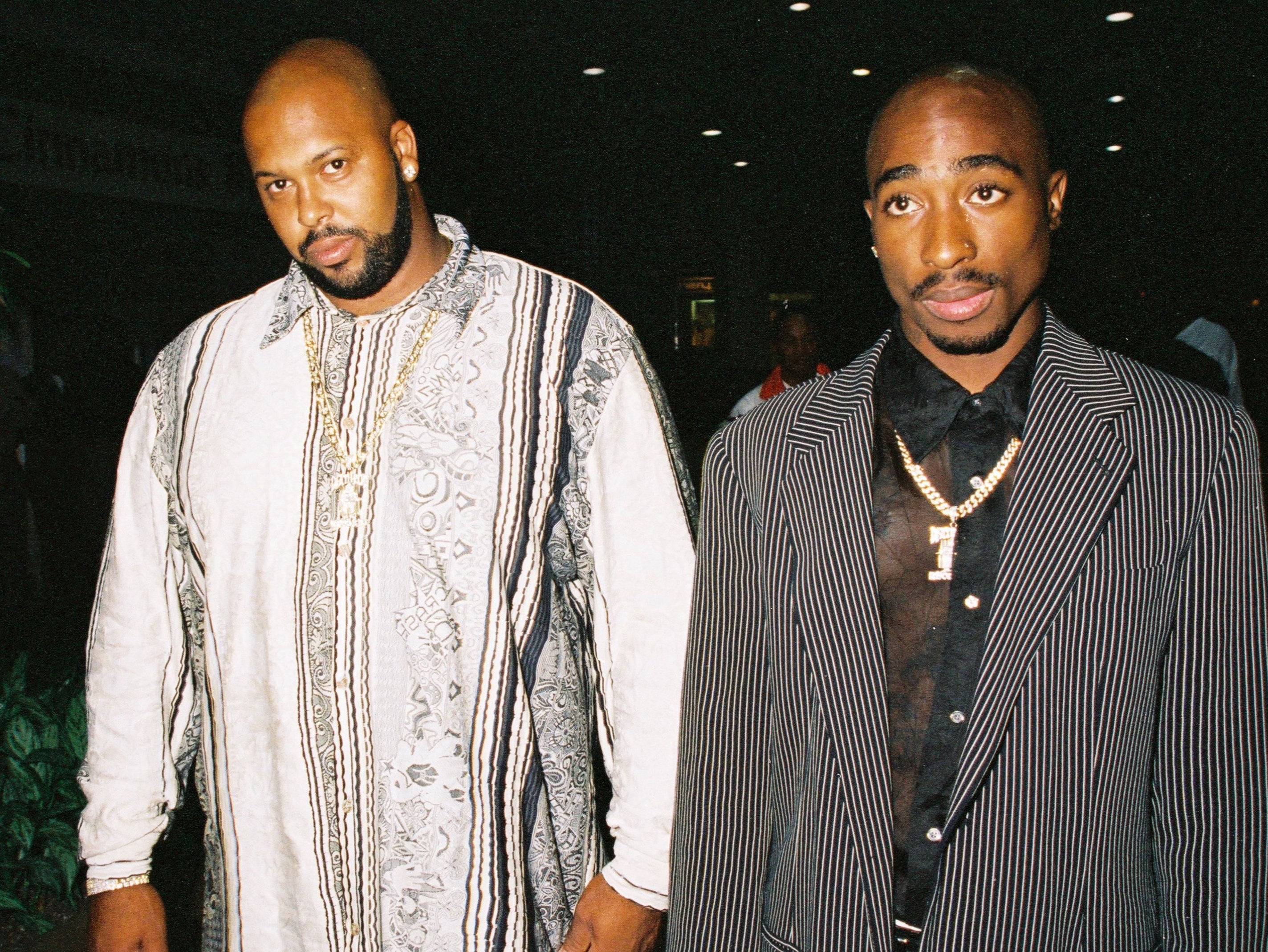 Suge Knight and Tupac Shakur in April 1996