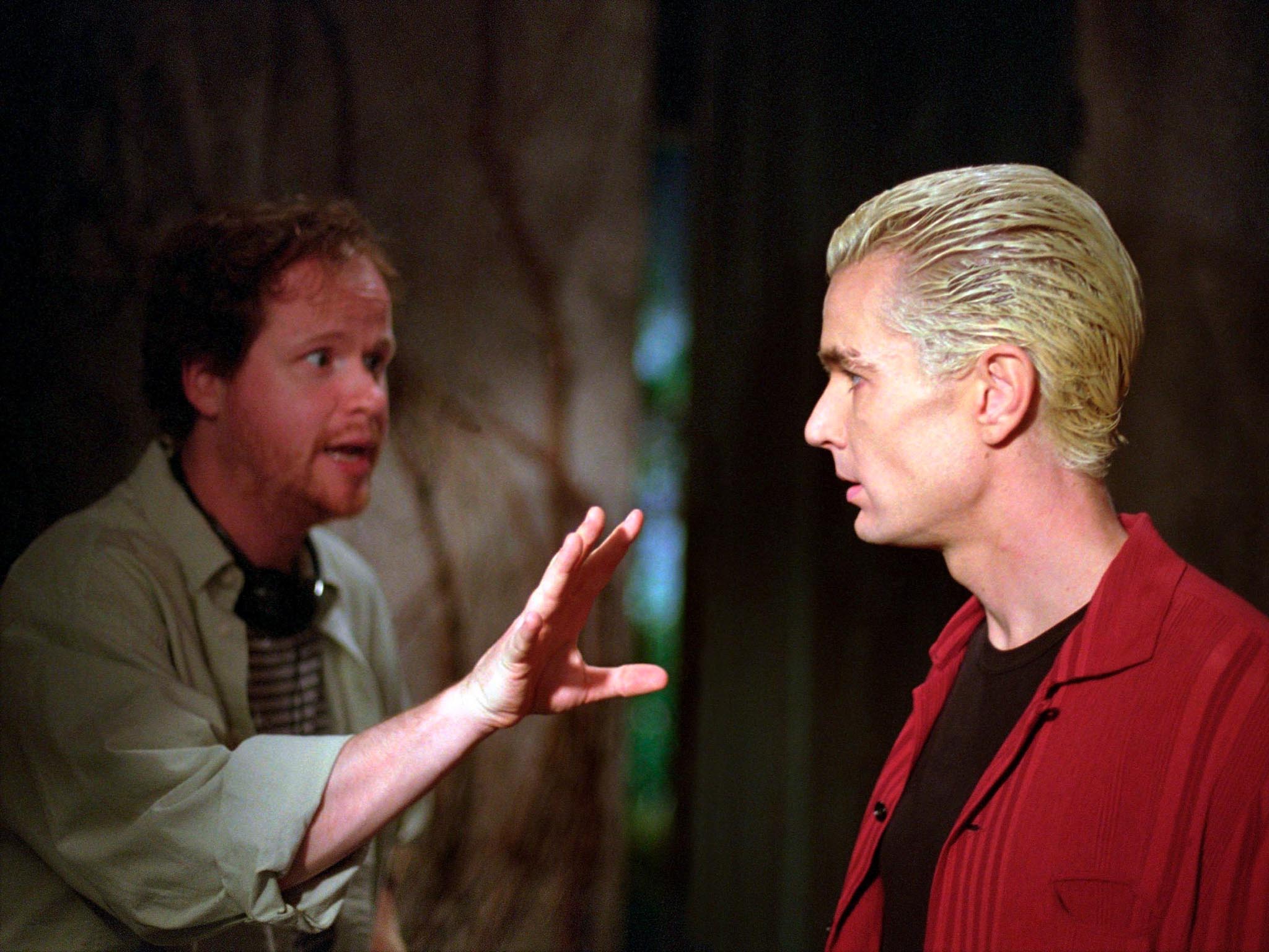 Joss Whedon directs James Marsters on the Buffy set