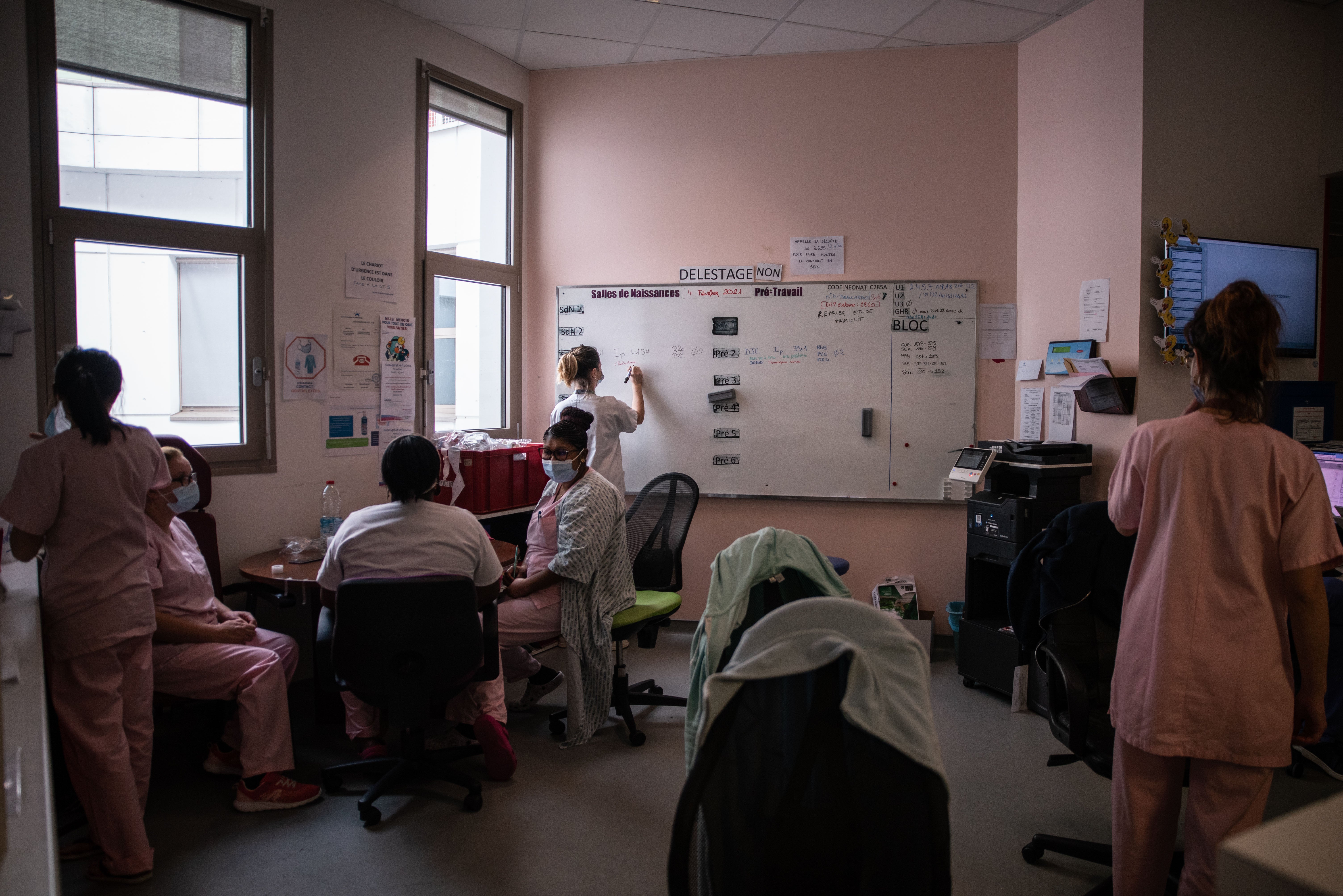 Midwives at a hospital in Saint-Denis, where birth rates have been lower than usual