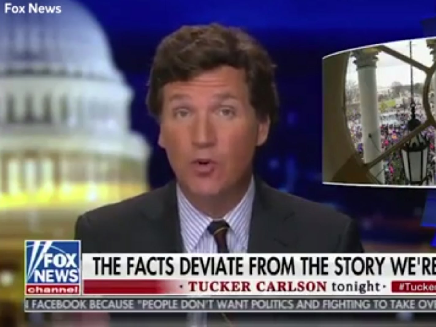<p>Tucker Carlson ha sido condenado por comparar extrañamente las manifestaciones de Black Lives Matter con los disturbios en el Capitolio , por lo que dijo que los demócratas estaban “mintiendo rotundamente”</p>