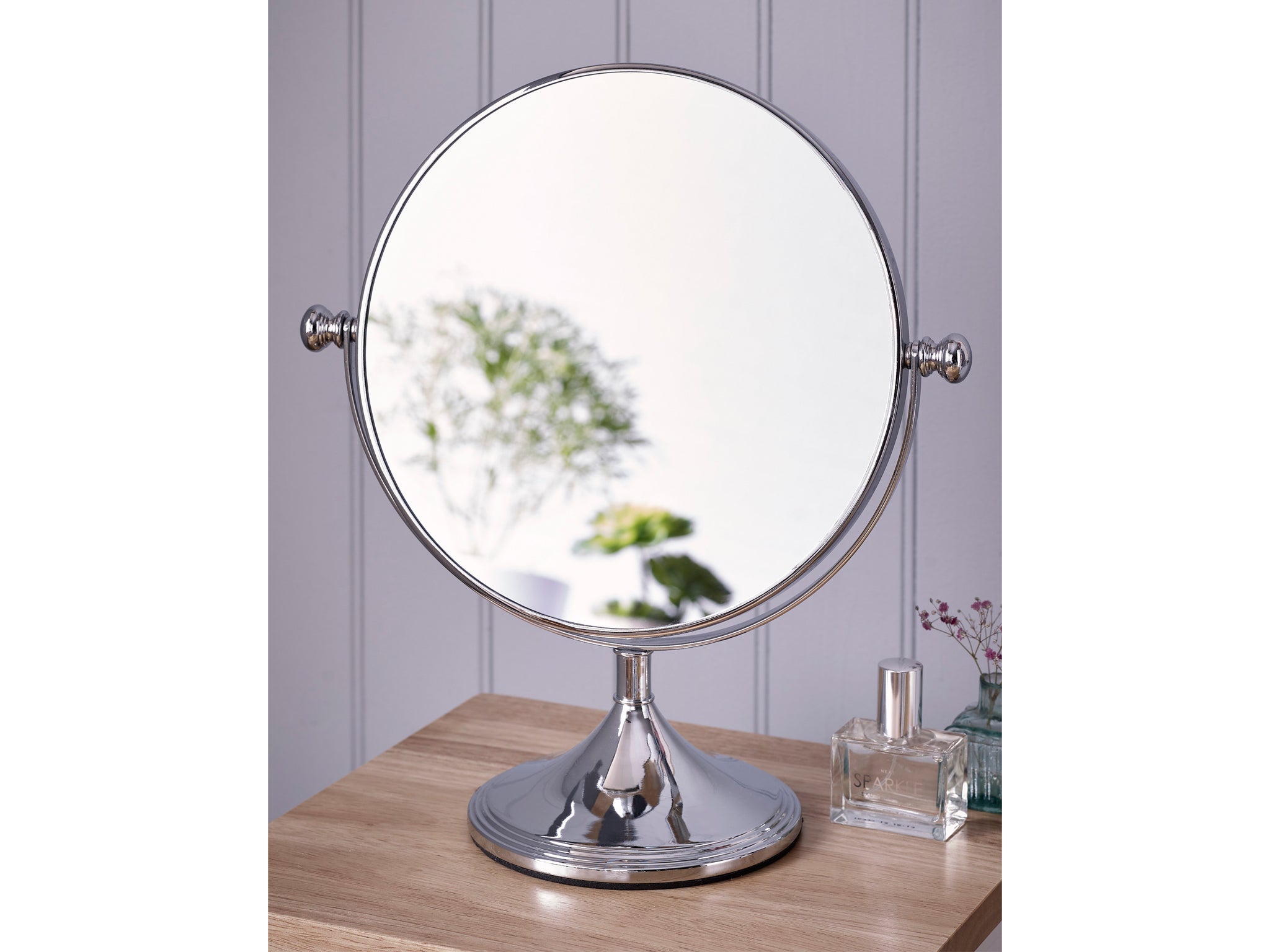FSL Mirror White Heart Shaped Dressing Table Mirror with LED Lights and stand Freestanding 