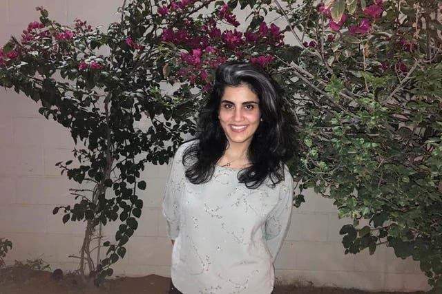 Women's rights activist Loujain al-Hathloul poses at home, following her release from a Saudi prison