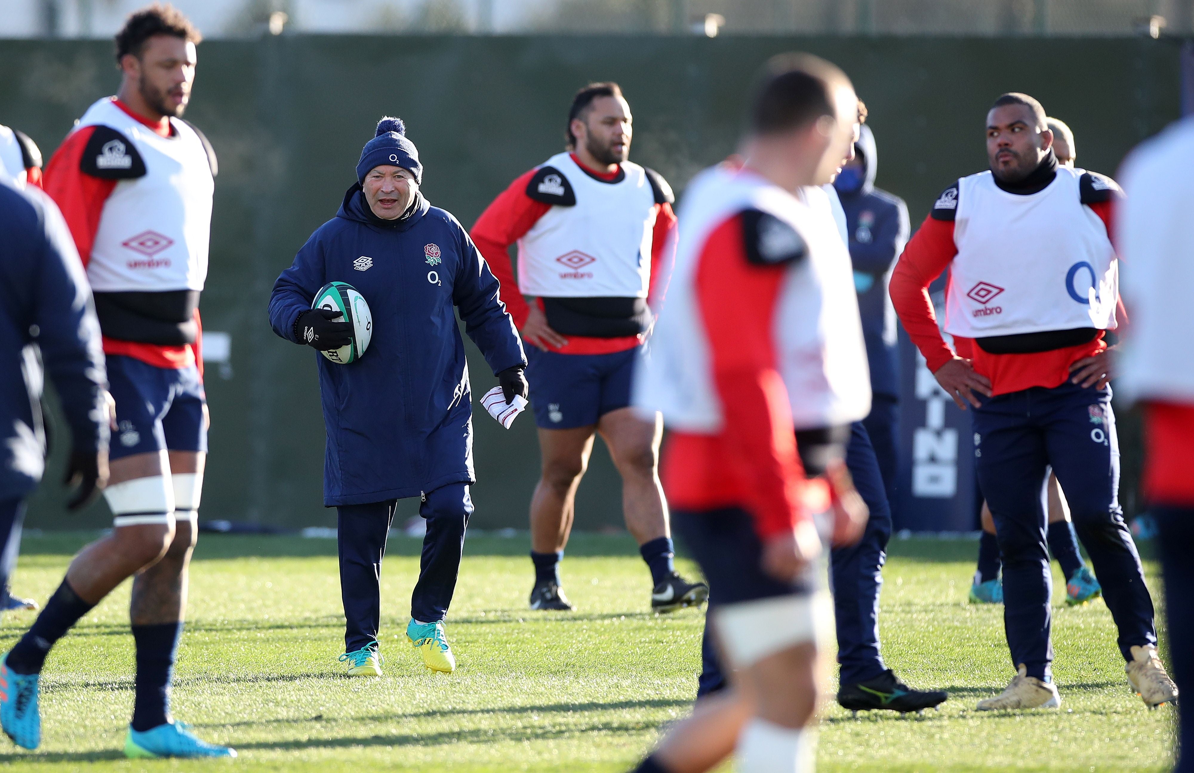 Eddie Jones directs England training at The Lensbury