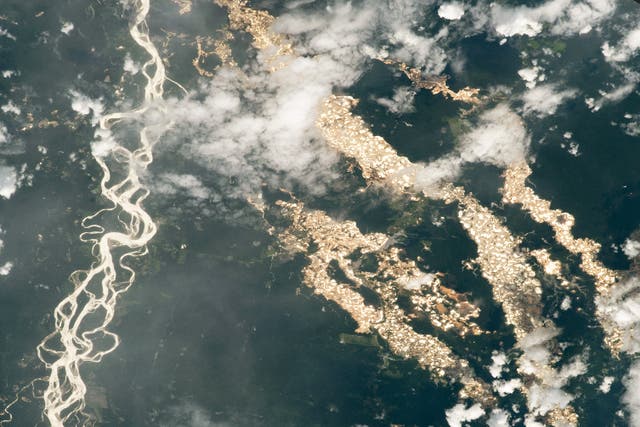 <p>This image of Peru’s Amazon rainforest was captured by an astronaut from the International Space Station</p>