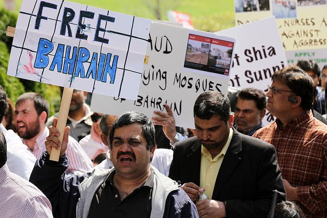 <p>Activists attend a 2011 rally outside the Saudi embassy in Washington, DC, in support of protestors across the Middle East</p>