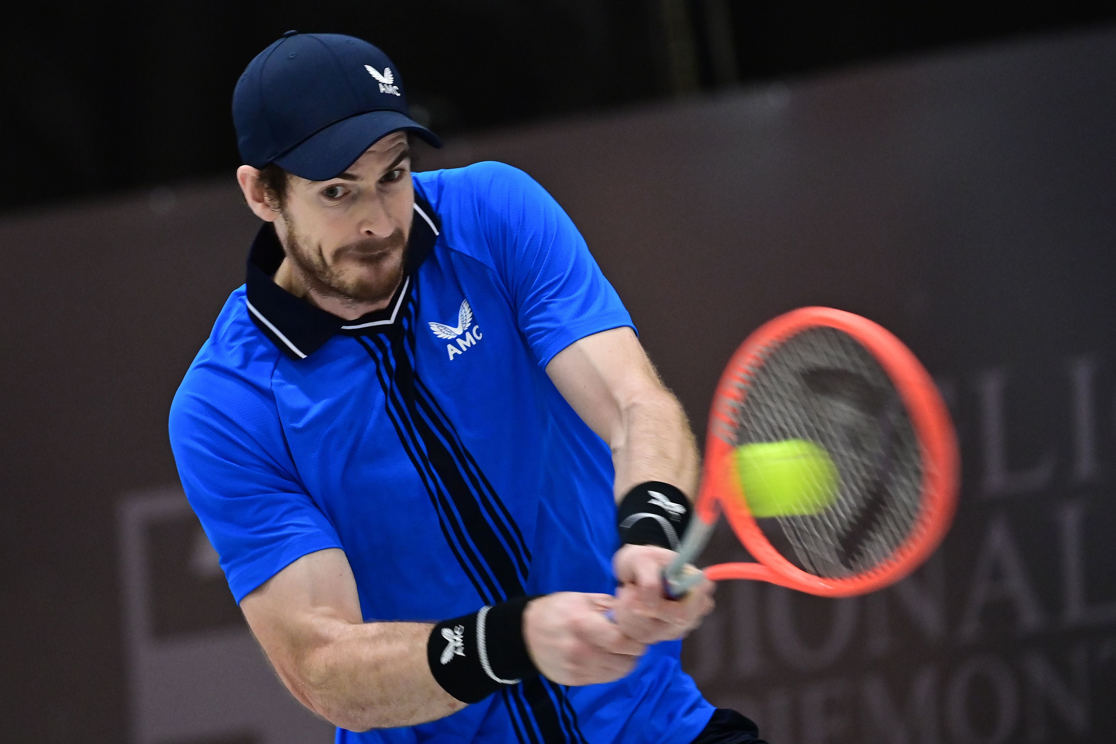 Andy Murray in action during the ATP Challenger tournament in Biella