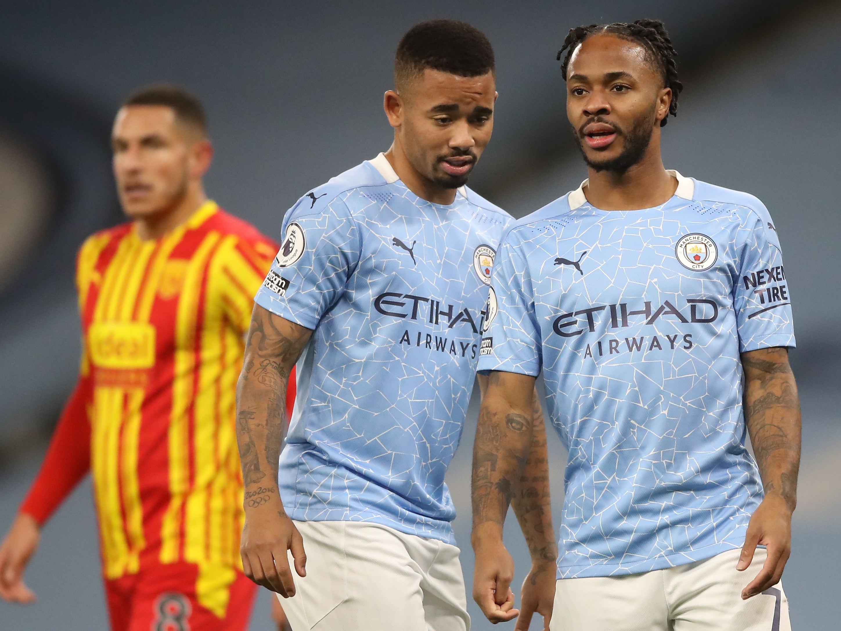 Manchester City’s Gabriel Jesus and Raheem Sterling