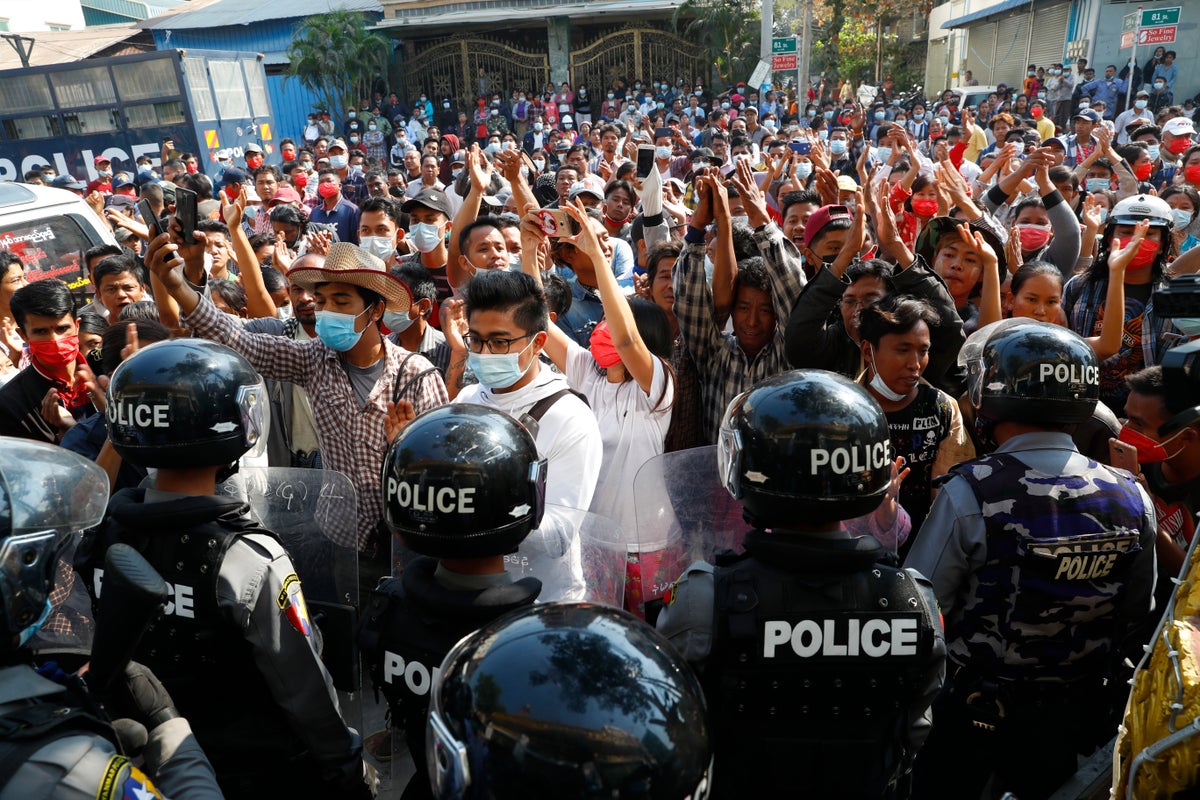 Tensions High As Mass Protests In Myanmar Enter Second Week Tensions Protesters Ap Myanmar Protesters The Independent