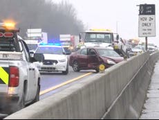 Massive crash on icy road involving 20 vehicles leaves several injured