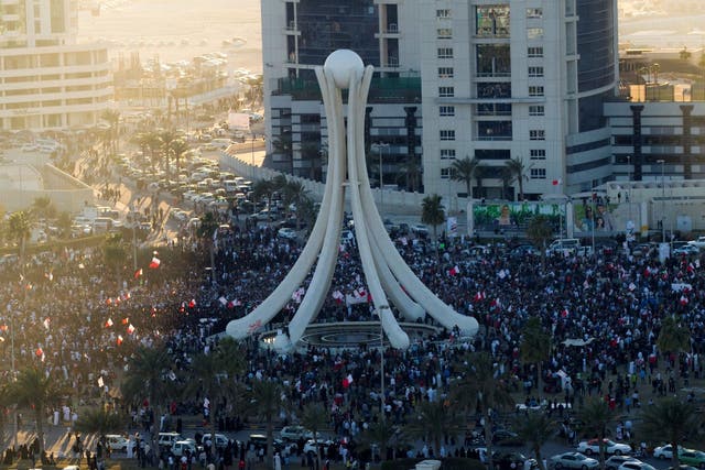 <p>Protests in the country’s capital, Manama, in 2011</p>