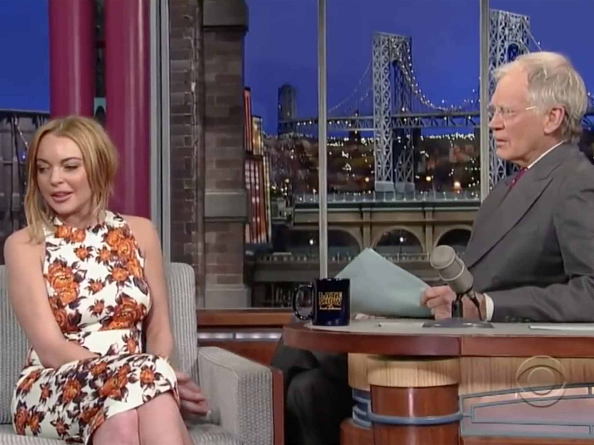 Lindsay Lohan appears on David Letterman’s talk show in 2013