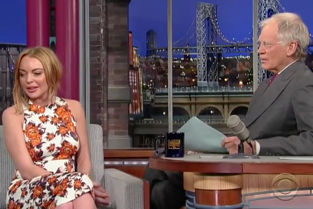Lindsay Lohan appears on David Letterman’s talk show in 2013