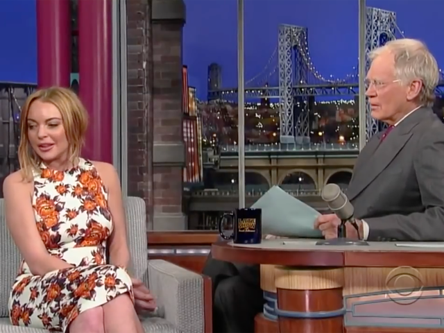 Lindsay Lohan appears on David Letterman’s talk show in 2013