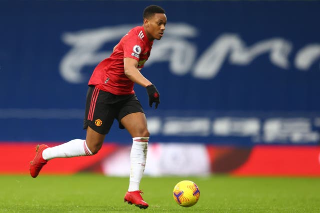 Anthony Martial in action against West Brom
