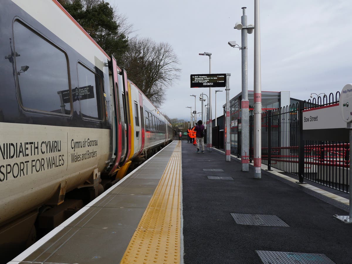 Welsh village welcomes first train in 56 years as Bow Street station opens