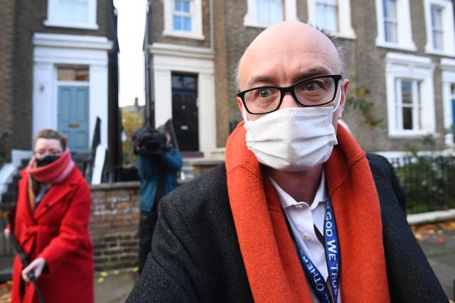 Dominic Cummings leaves his home in north London last November shortly before he quit his post as Boris Johnson’s top aide 