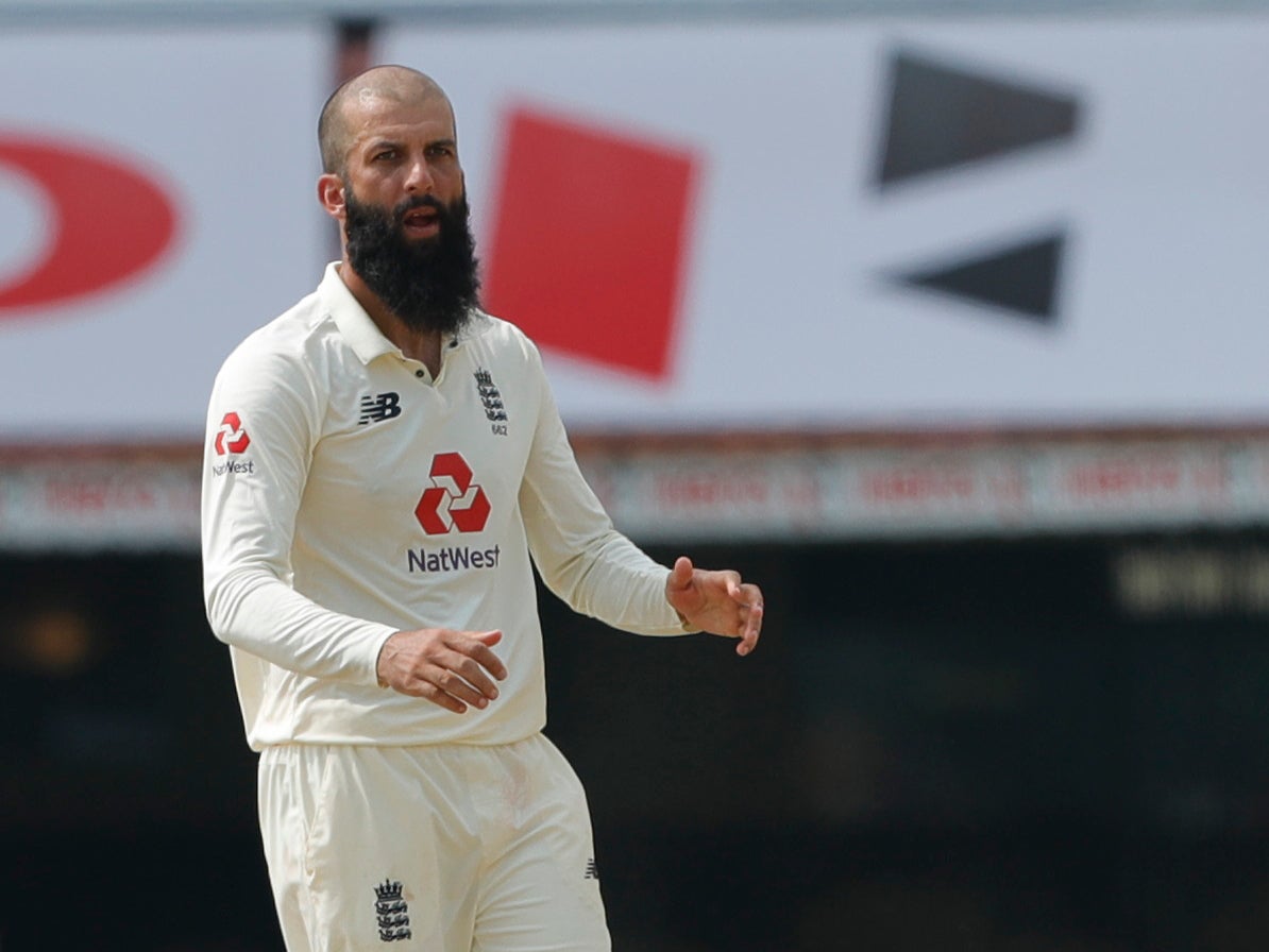 Moeen Ali in action for England against India in Chennai