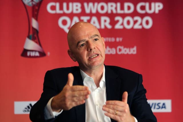 <p>Gianni Infantino at the Club World Cup in Qatar</p>