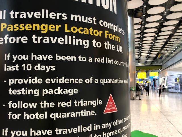 Red alert: a sign at Heathrow Terminal 5