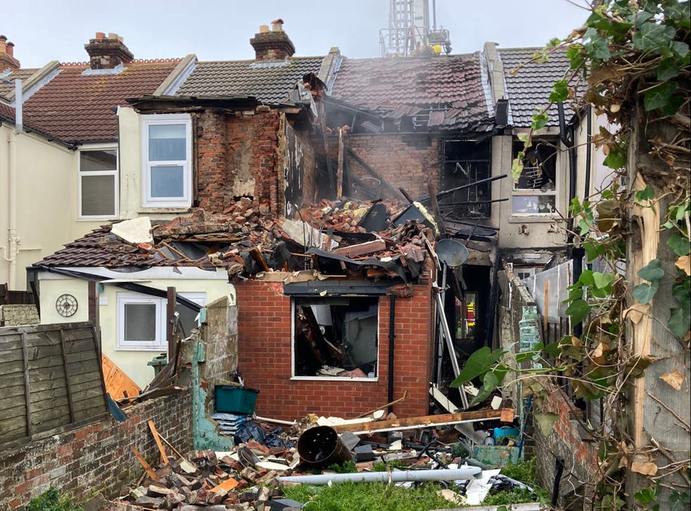 <p>Aftermath of New Year’s Day explosion at Whale Island Way, near Portsmouth</p>