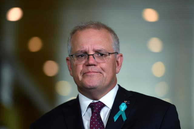 <p>Australian Prime Minister Scott Morrison speaks at a press conference to discuss sexual assault allegations against a male staffer at Parliament House in Canberra, Tuesday</p>