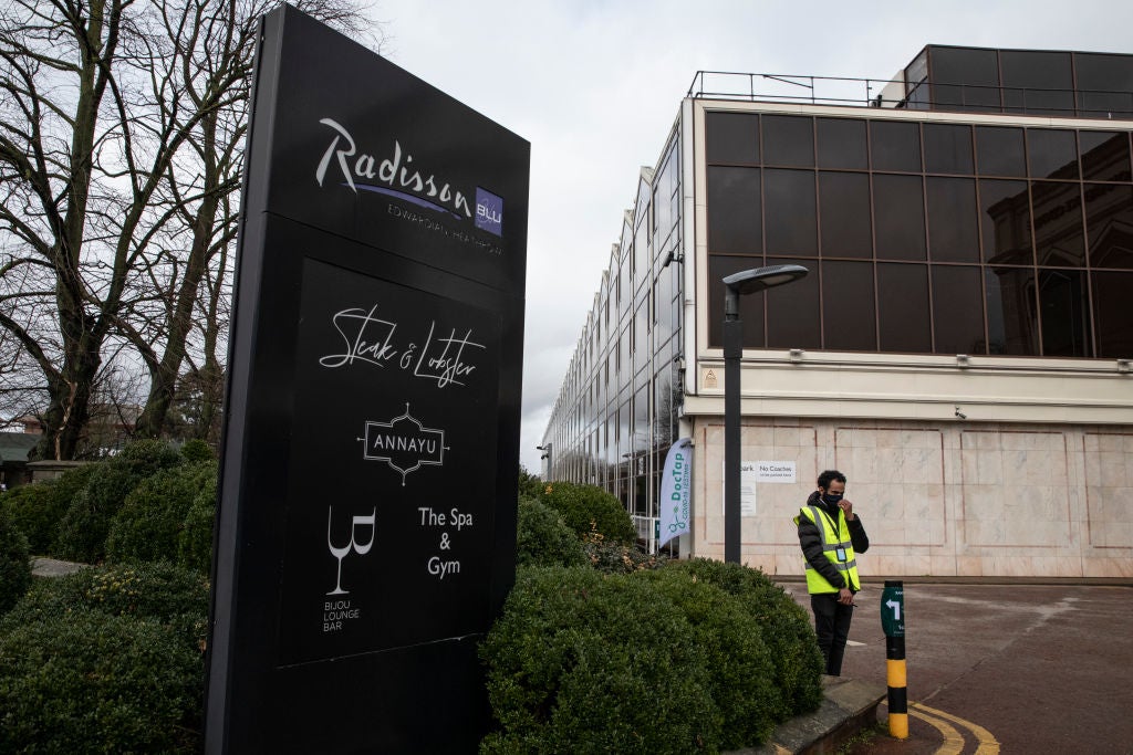 The Radisson Blu, near Heathrow airport, which is now acting as a quarantine hotel for passengers arriving from red list countries