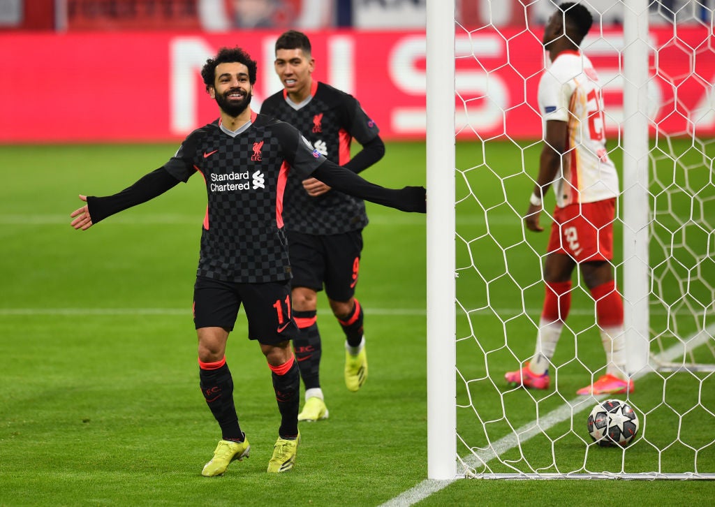 Mohamed Salah celebrates for Liverpool