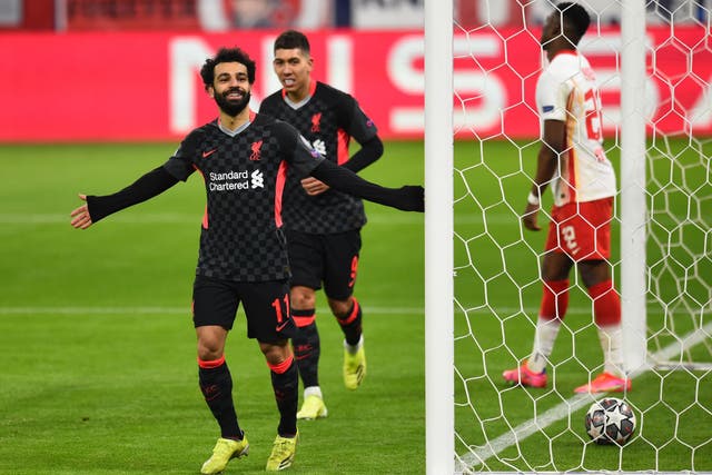 Mohamed Salah celebrates for Liverpool