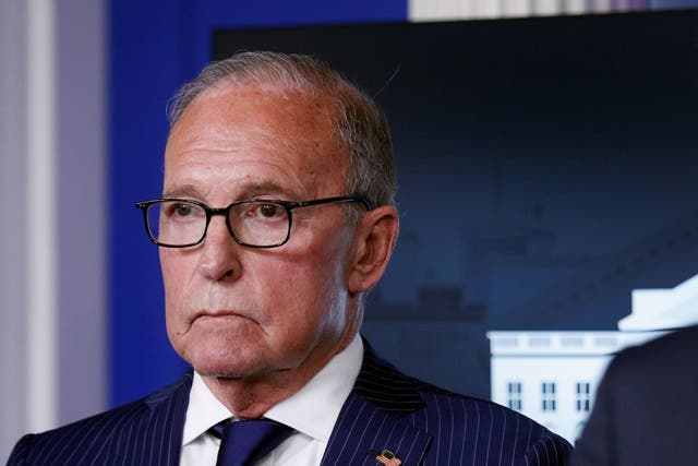 <p>White House economic adviser Larry Kudlow looks on during a news conference in the Brady Press Briefing Room at the White House in Washington, DC, on 23 September 2020</p>