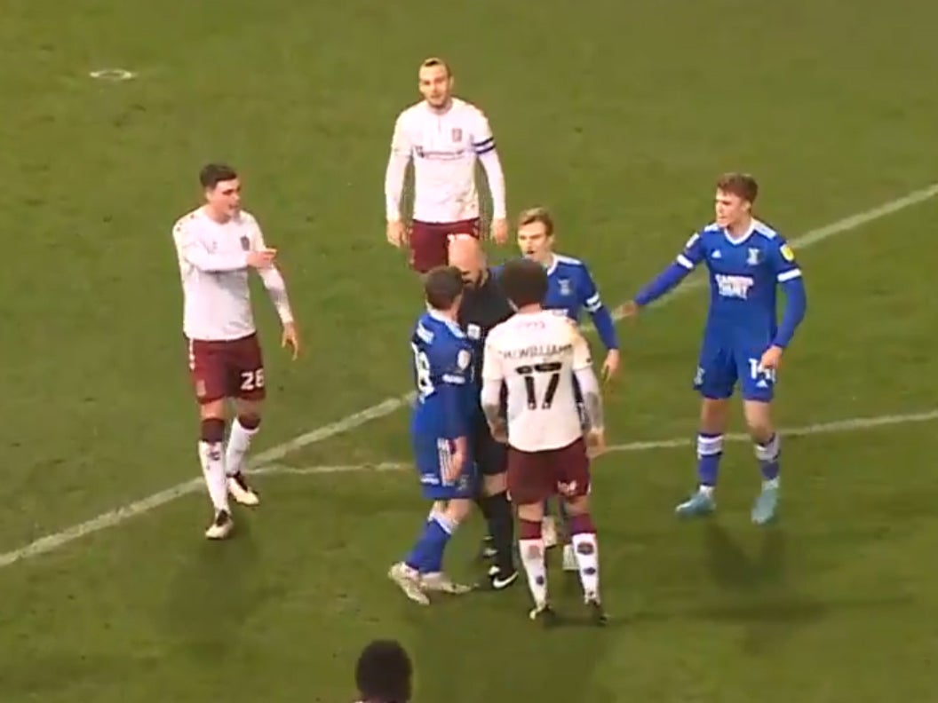 Referee charged by FA for 'unprofessional' incident with Ipswich Town  player in League One match | The Independent