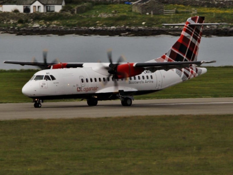 A Loganair aircraft in Shetland