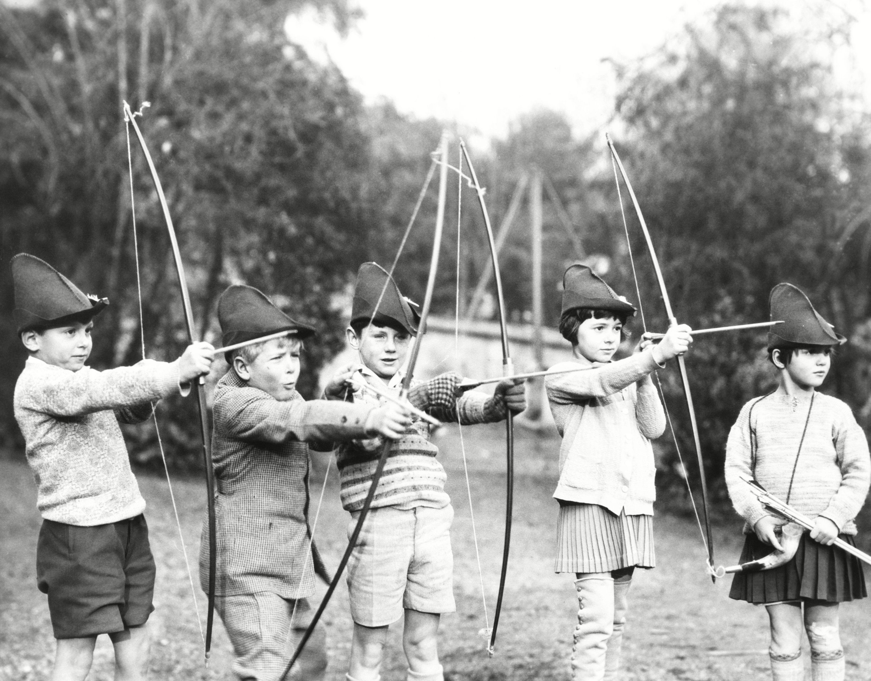 Prince Philip (second left) taking archery lessons at the MacJannet American school in St Cloud