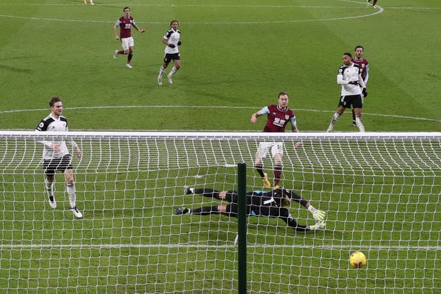 Ashley Barnes finishes to give Burnley an equaliser