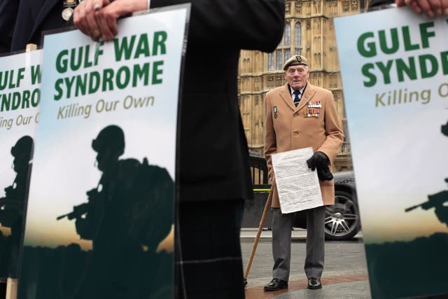 <p>War veterans protest in London to mark the 20th anniversary of the end of the Gulf War on 28 February 2011</p>