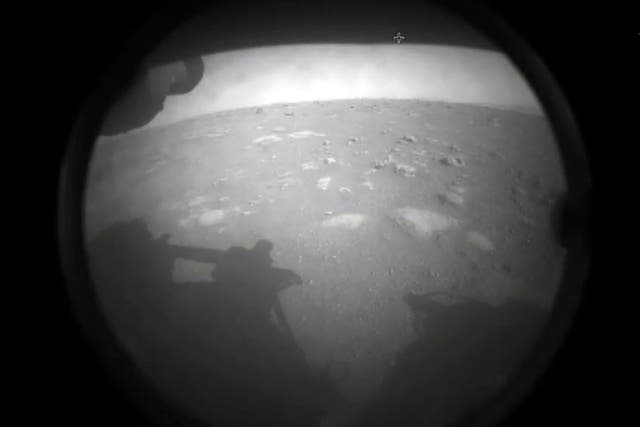 <p>Images from Nasa’s Perseverance rover as it landed on the surface of Mars</p>