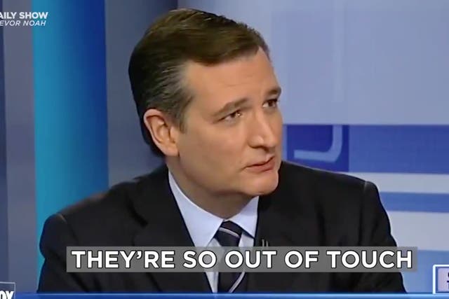<p>Ted Cruz aparece en una entrevista pasada criticando a otros políticos por estar “fuera de contacto”</p>