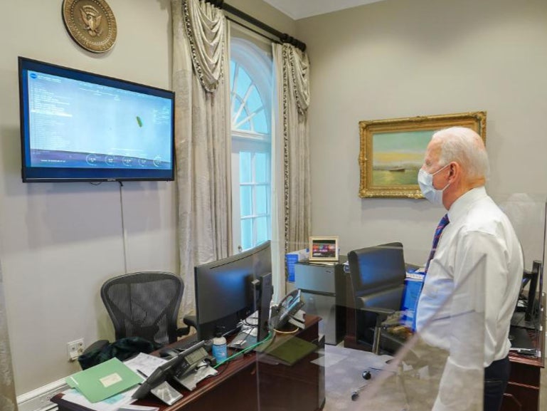 ‘Congratulations, man’: Biden phones Nasa after Perseverance lands on Mars
