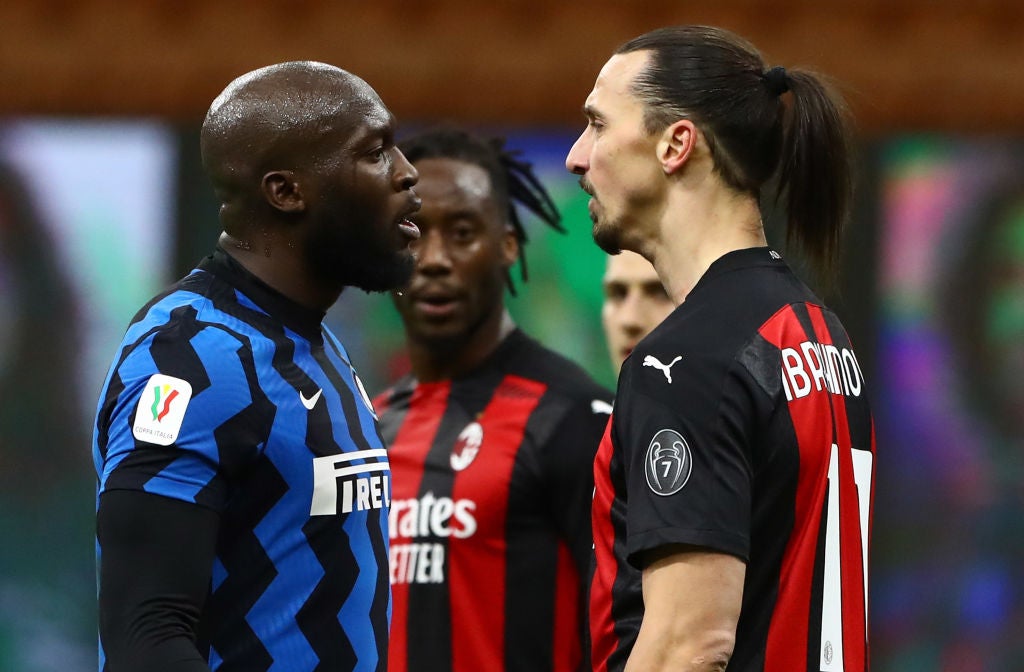 Inter Milan’s Romelu Lukaku and AC Milan’s Zlatan Ibrahimovic
