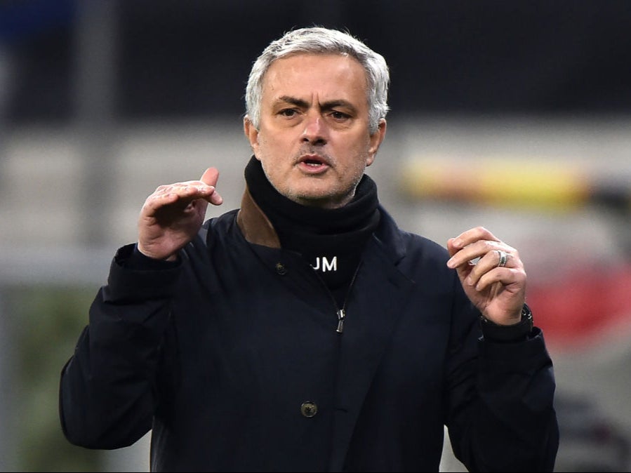 Jose Mourinho reacts during Tottenham’s victory over Wolfsberger