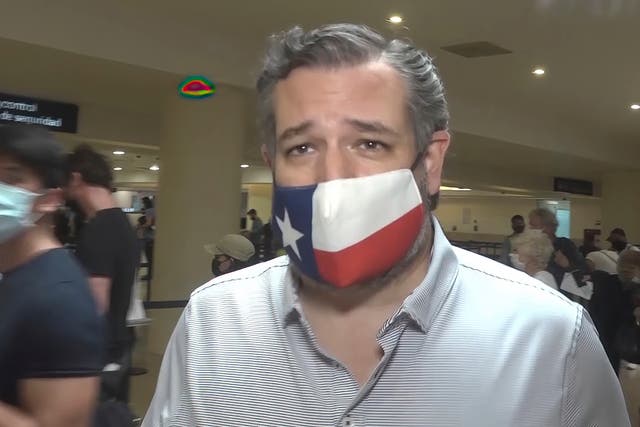 <p>Ted Cruz at Cancun International Airport</p>