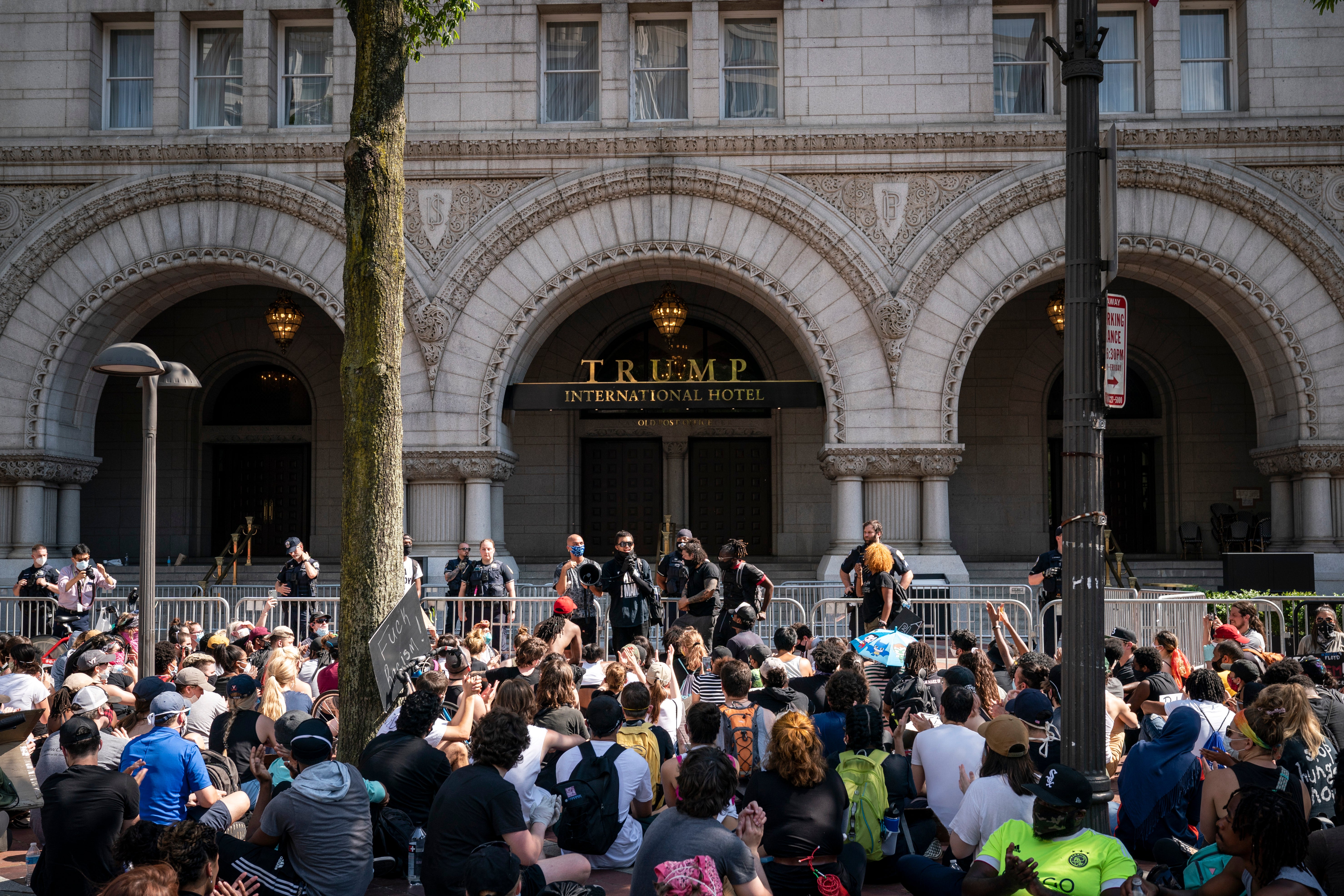 The hotel was the scene of a peaceful Black Lives Matter protest in June last year, pictured, in the wake of the killing of George Floyd in Minneapolis by a white police officer.